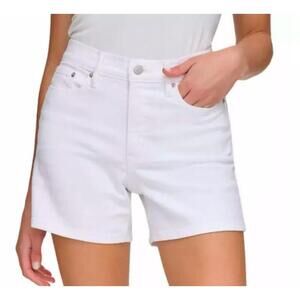 Calvin Klein Jeans Women's Roll Cuff Denim Short, White, 12. AL